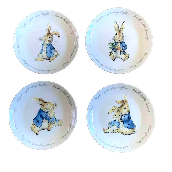 Beatrix Potter PETER RABBIT Easter Bunny Porcelain Appetizer Plates (4) New - Picture 9 of 11